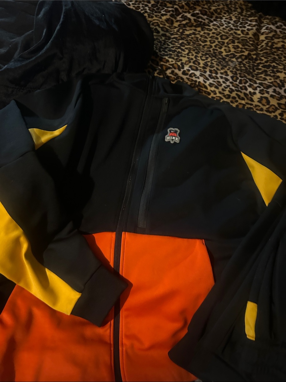 Nike Kids Colorblock Zip Jacket — Black, Orange & Yellow